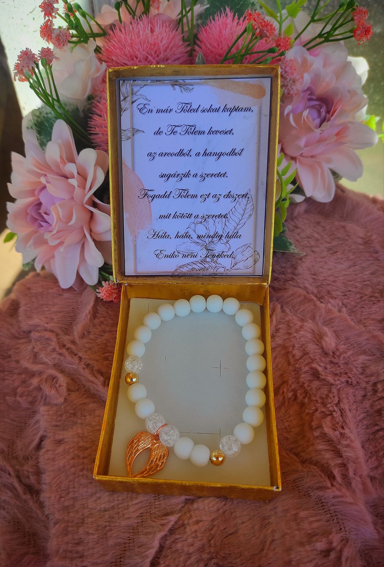 Angyalos védő ajándék karkötő